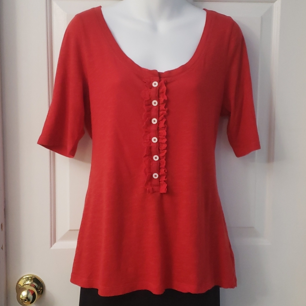 Old Navy Scoop Neck Eyelet Trim Top